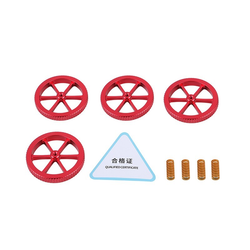Creality Red Metal Large Hand Twist Bed Leveling Nuts and Die Mold Springs 4pcs Kit